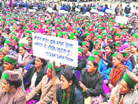 Tribals stage massive protest in Tapri