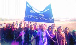 Villagers march to revive the Meghal river