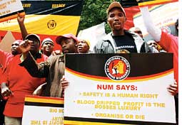Mineworkers in South Africa demand safety rights   